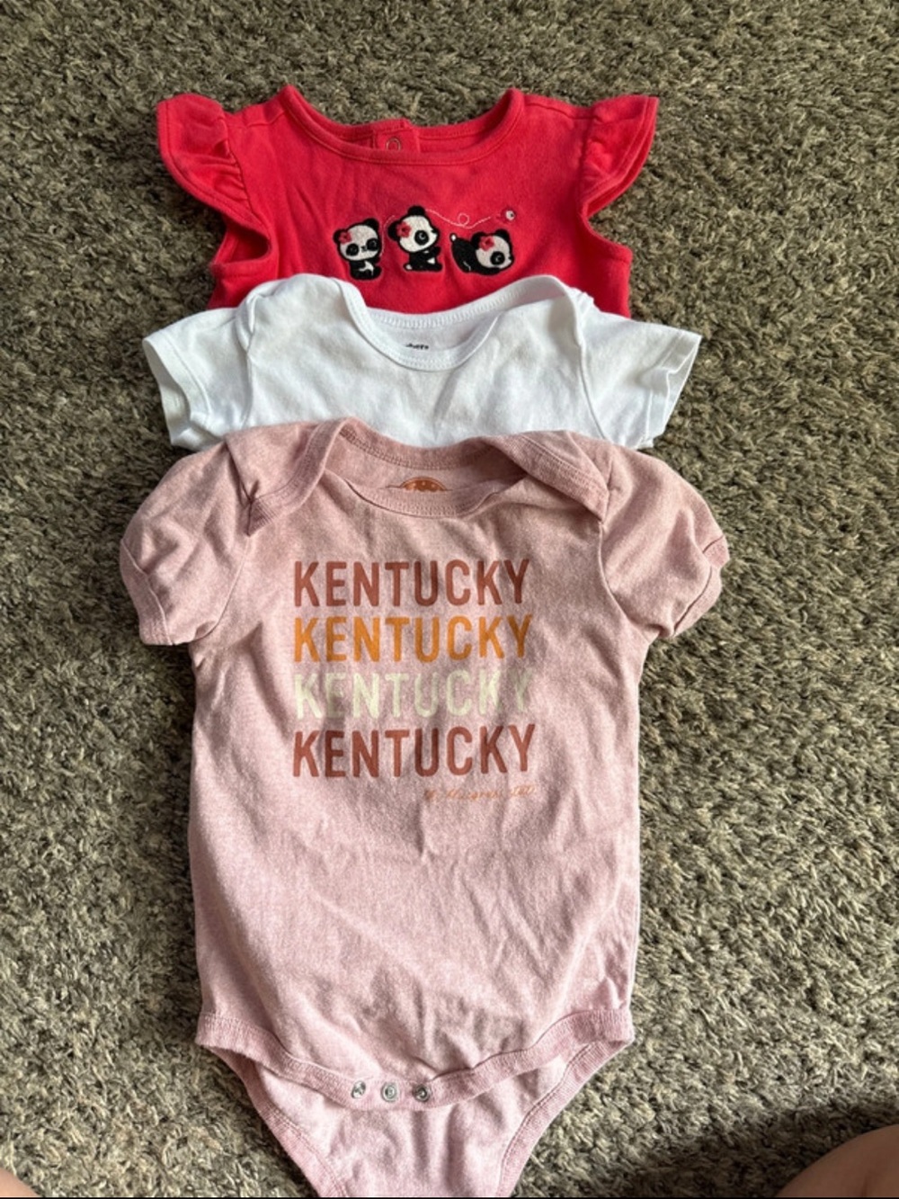 3-Pack Baby Girls Short Sleeve Bodysuits - Pink, White & Red